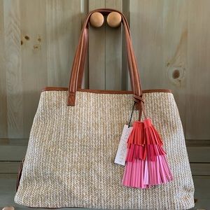 Sole Society Straw Handbag with Tassel